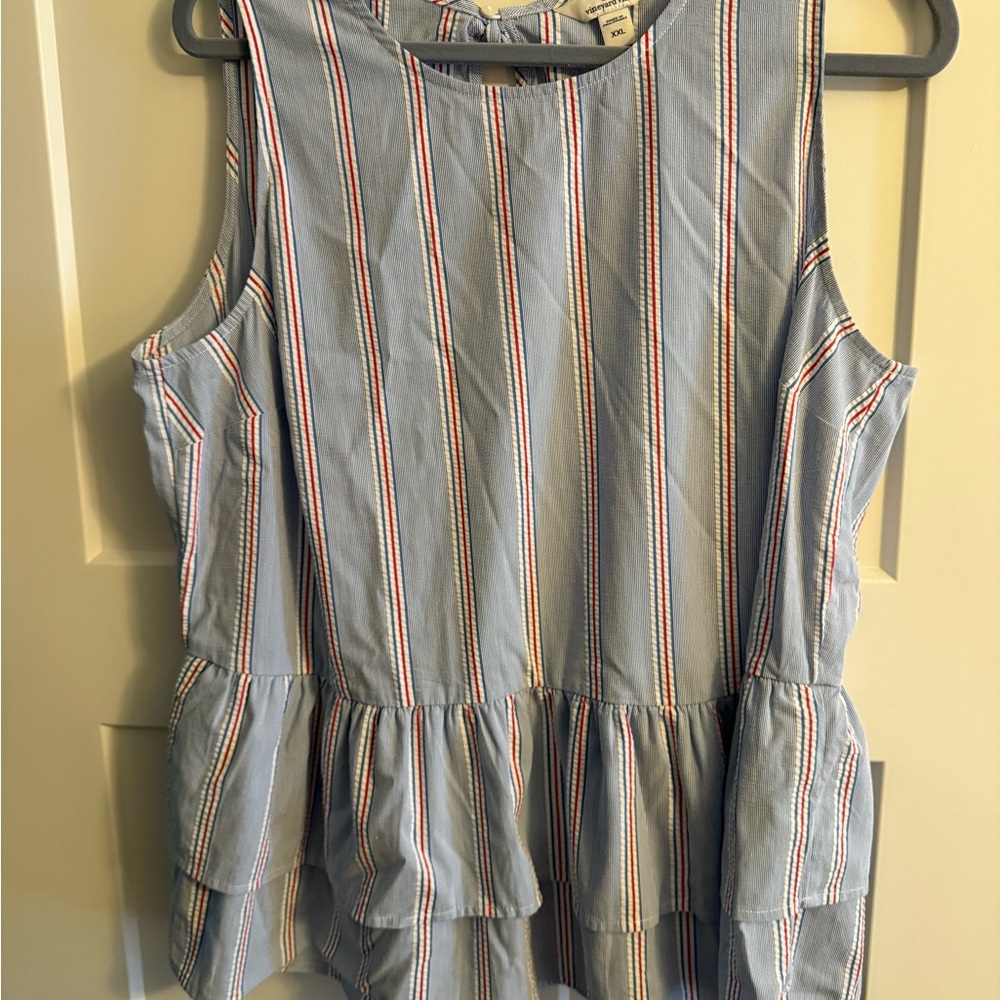 Vineyard Vines Blue and Red Striped Top